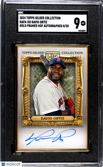 2024 Topps Gilded Collection David Ortiz #HAFA-DO Gold Framed Hof Autograph SGC 9