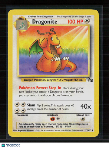 1999 Fossil Dragonite Holo Rare #4/62