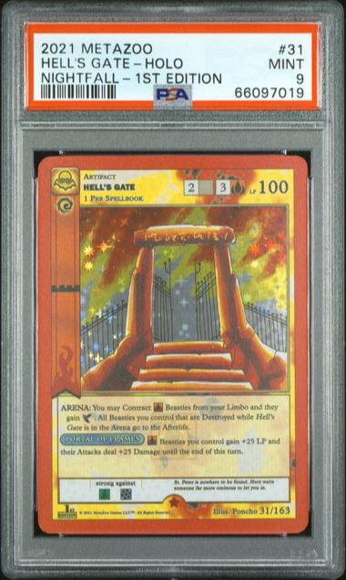 2021 METAZOO HELL'S GATE HOLO NIGHTFALL 1ST EDITION #31 PSA 9 MINT