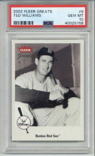 2002 FLEER GREATS TED WILLIAMS CARD BOSTON RED SOX LEGEND PSA 10 LOW POP RARE