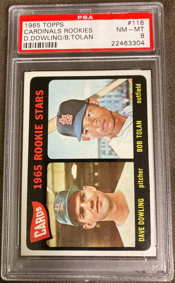 1965 Topps Cardinals Rookies Dowling Tolan #116 PSA 8 NM-MT