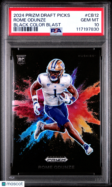 2024 Panini Prizm Draft Picks Black Color Blast Rome Odunze #CB12 Rookie PSA 10