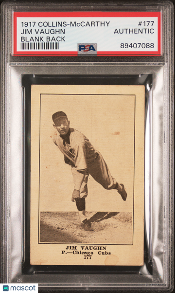 1917 Collins-Mccarthy Jim Vaughn #177 Blank Back PSA A