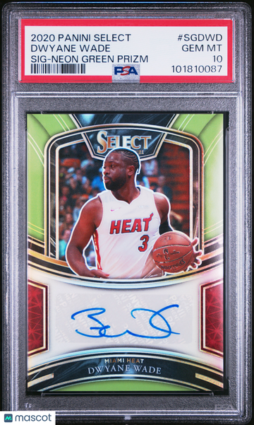2020 Panini Select Signatures Dwyane Wade #SGDWD Neon Green Prizm PSA 10