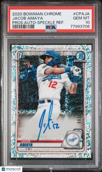2020 Bowman Chrome Prospect Autographs Jacob Amaya #CPAJA Pros. Auto Speckle Refractor PSA 10