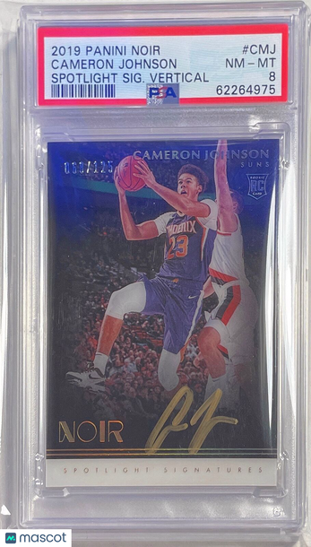2019 Panini Noir Spotlight Signatures Vertical Cameron Johnson #CMJ SIG. PSA 8