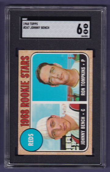 1968 Topps #247 Reds RS Johnny Bench SGC 6