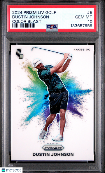 2024 Panini Prizm LIV Golf Color Blast Dustin Johnson #5 PSA 10