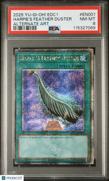 2025 Yu-Gi-Oh! TCG—Harpie's Feather Duster #EN001 Edc1-Early Days Collection Promotional Cards— PSA 8
