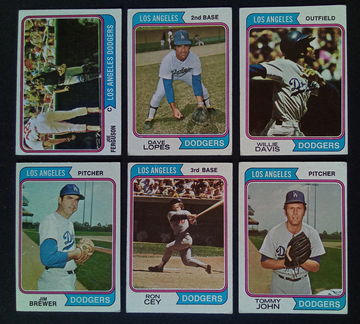 1974-75 Topps Los Angeles Dodgers Lot of 12 Tommy John Steve Garvey 🔥⚾🔥⚾