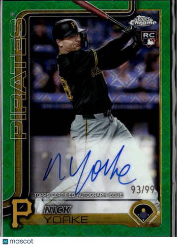 Nick Yorke 2025 Topps Chrome Auto Green /99 Pittsburgh Pirates