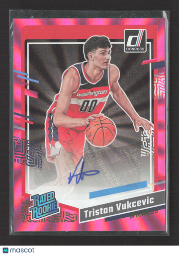 2023 Panini Donruss Basketball Tristan Vukcevic #257 Pink Laser Auto