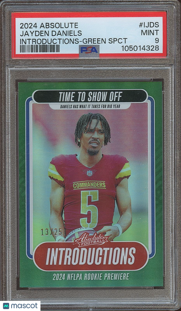 2024 Panini Absolute Jayden Daniels #I-JDS Green Spectrum Parallel/Variety Rookie Insert PSA 9