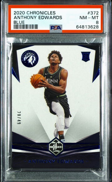 2020-21 Panini Chronicles Anthony Edwards Blue Limited Rookie RC /49 PSA 8 NM-MT