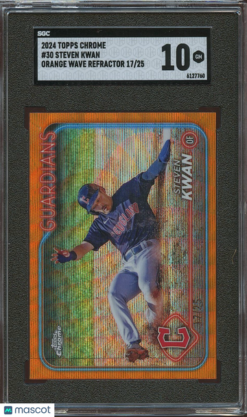 2024 Topps Chrome Steven Kwan #30 Orange Wave Refractor 25 SGC 10
