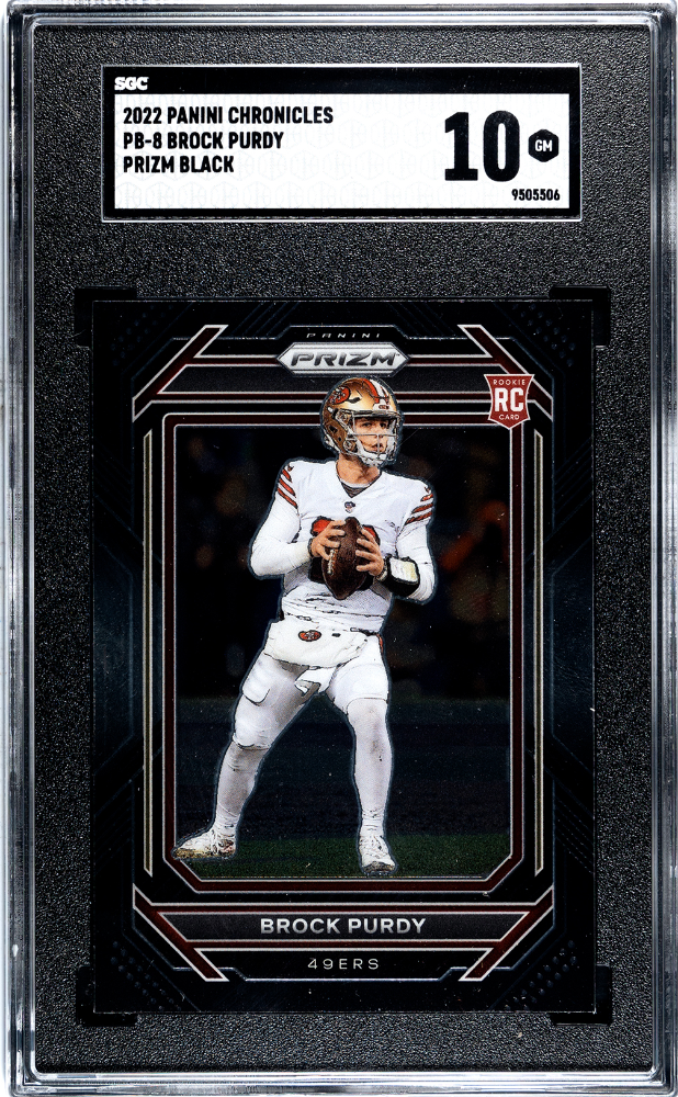 BROCK PURDY 2022 Panini Chronicles Prizm Black ROOKIE #PB-8 SGC 10