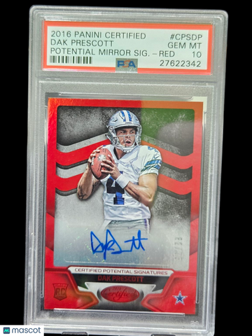 2016 Panini Certified Potential Mirror Signatures Dak Prescott #CPSDP Red PSA 10