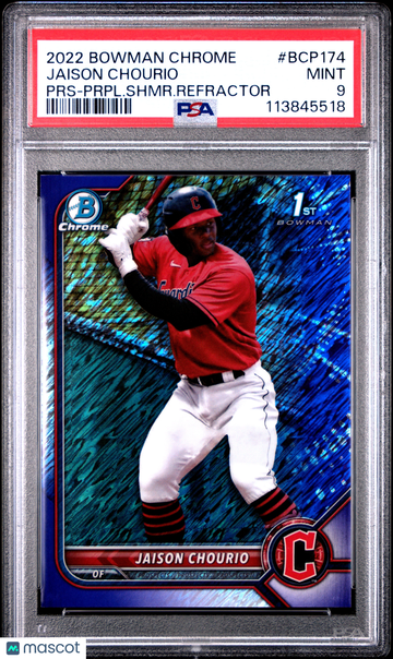2022 Bowman Chrome Prospects Jaison Chourio #BCP174 PRS Prpl. Shmr. Refractor PSA 9