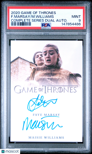 2020 Game Of Thrones Complete Series Dual Autograph M. Williams F. Marsay Autograph PSA 9