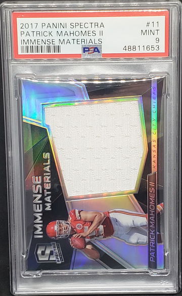 2017 Spectra Patrick Mahomes Immense Materials /199 PSA 9