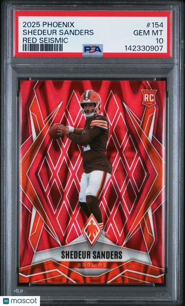 2025 Panini Phoenix Shedeur Sanders #154 Red Seismic /99 Rookie PSA 10