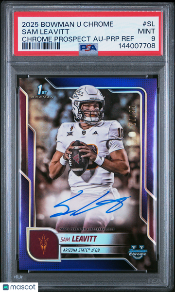 2025 Bowman University Chrome Bowman Chrome Prospect Autographs Sam Leavitt #SL PRP Ref PSA 9 Auto