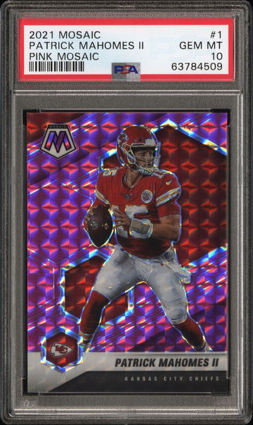 2021 Mosaic Patrick Mahomes Pink Mosaic 02/11 PSA 10 Pop 1 