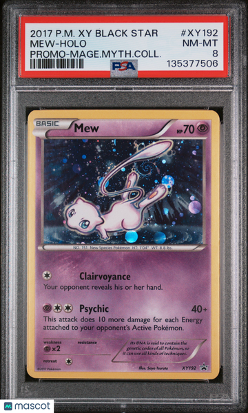 2017 Pokemon Xy Black Star Promo Mew Holo Promo-Mage.Myth.Coll. PSA 8 #XY192