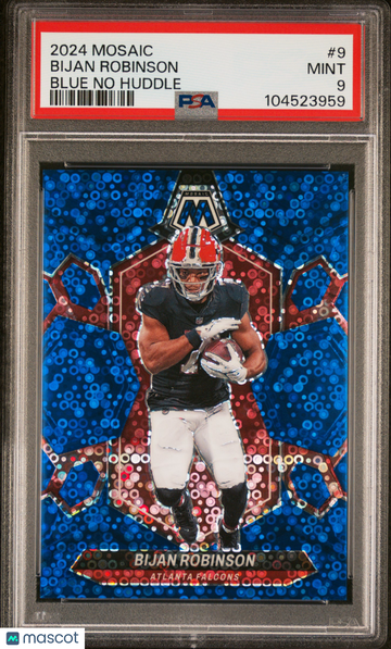 2024 Panini Mosaic Bijan Robinson #9 Blue No Huddle /75 PSA 9