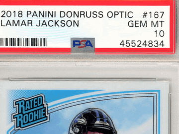 Graded 2018 Panini Donruss Optic Lamar Jackson Baltimore Ravens Trading Card PSA 10 #167