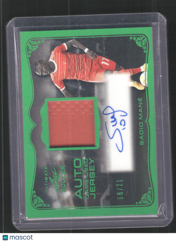 2022 Leaf Ultimate Sadio Mané #JA-SM1 Jersey Autograph Emerald Spectrum SN,AU,MEM