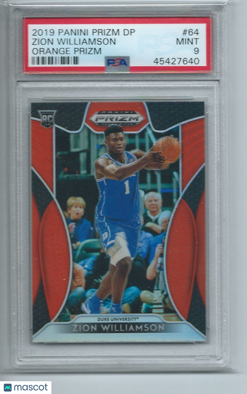 2019 Panini Prizm Draft Picks Zion Williamson #64 Orange PSA 9