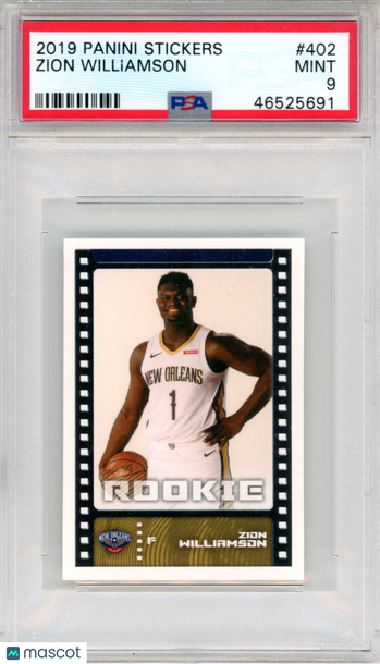 Graded 2019 Panini Stickers Zion Williamson #402 PSA 9 Basketball Card