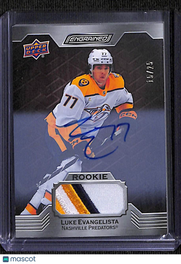 2023-24 Upper Deck Engrained Luke Evangelista #111 Mahogany Auto Memorabilia /25 Short Print Rookie Autograph Patch