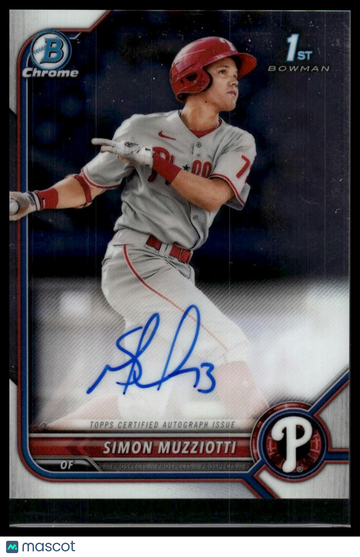 2022 Bowman Chrome Simon Muzziotti #CPA-SMZ Prospect Autographs AU