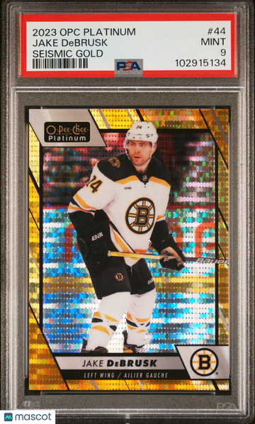 2023-24 O-Pee-Chee Platinum Jake Debrusk #44 Seismic Gold PSA 9