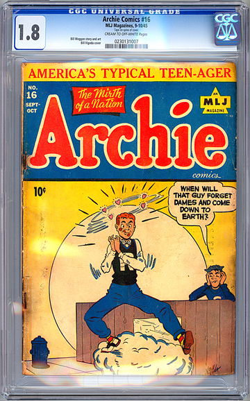 ARCHIE COMICS #16 CGC 1.8 RARE GOLDEN AGE CLASSIC BILL VIGODA COVER MLJ 1945