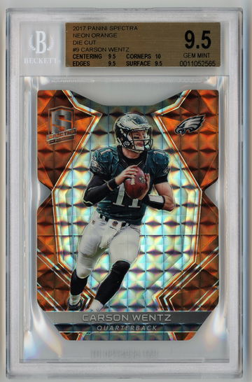 2017 Panini Spectra Neon Orange Die Cut /3 Carson Wentz BGS 9.5 Pop 1!!!