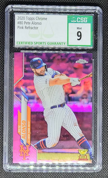 2020 Topps Chrome #80 Pete Alonso RC Gold Cup Pink Refractor CSG 9 Mint NY Mets