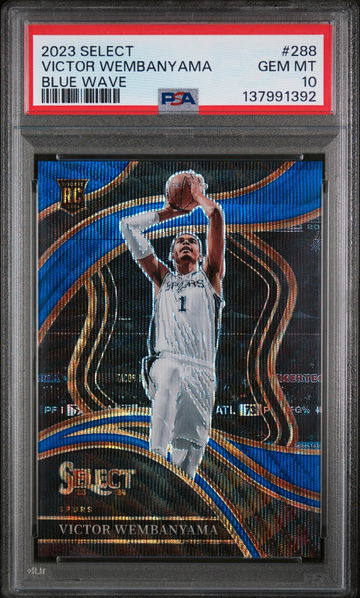 2023 Panini Select Courtside Blue Wave Victor Wembanyama #288 /75 PSA 10