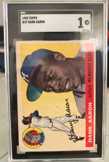 1955 Topps Hank Aaron SGC 1 PR #47 Braves Hall of Fame Home Run King