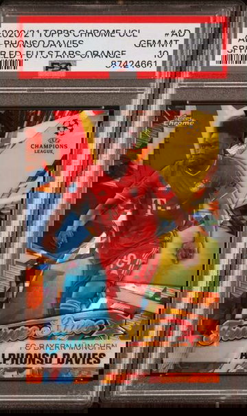 2020-21 Topps Chrome UEFA Future Stars AD Orange Alphonso Davies #/50 PSA 10