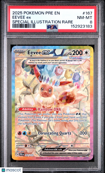 2025 Pokemon Pre EN-Prismatic Evolutions Eevee EX Special Illustration Rare PSA 8 #167/131