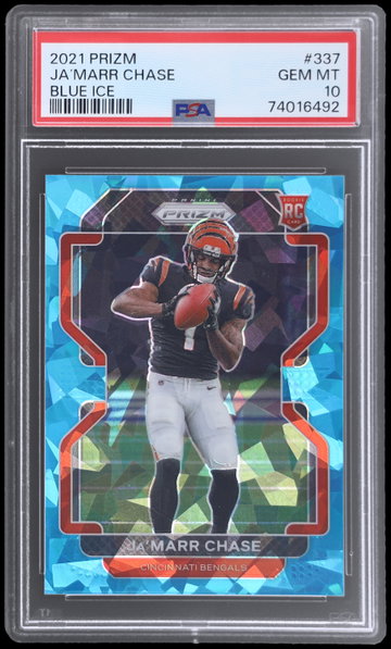 2021 Panini Prizm Ja'marr Chase Blue Ice Prizm PSA 10 RC