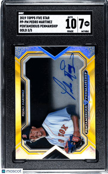 2019 Topps Five Star Pedro Martinez #PP-PM /5 Pentamerous Penmanship Gold SGC 7