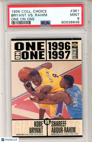 1996 Collector's Choice Shareef Abdur-Rahim Kobe Bryant #361 One On One PSA 9