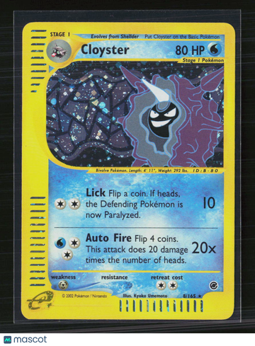 2002 Expedition Base Set Cloyster Holo Rare #8/165