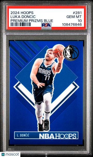 2024-25 Panini Nba Hoops Luka Dončić LUKA DONCIC #281 Premium Blue Prizm Parallel/Variety Base Set PSA 10