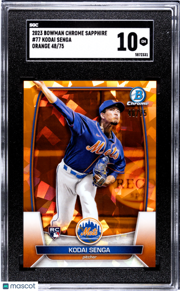 2023 Bowman Chrome Sapphire Kodai Senga #77 Orange SGC 10