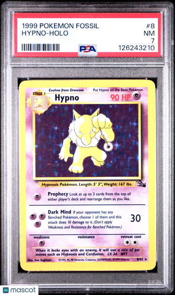 1999 Pokemon Fossil Hypno Holo PSA 7 #8